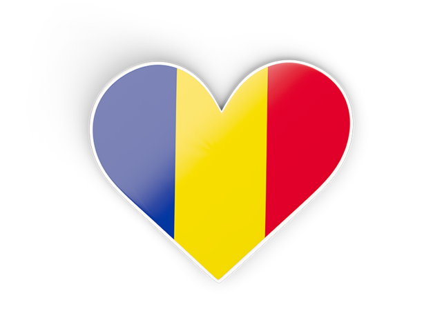 Наклейка в форме сердца. Скачать флаг. Румыния