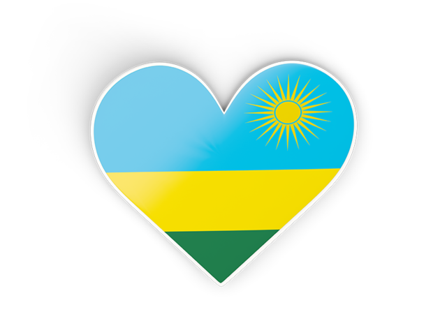 Наклейка в форме сердца. Скачать флаг. Руанда