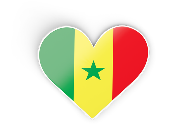 Наклейка в форме сердца. Скачать флаг. Сенегал