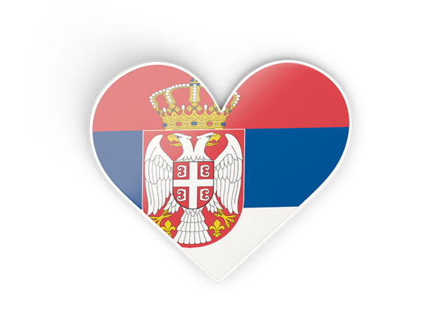 Наклейка в форме сердца. Скачать флаг. Сербия