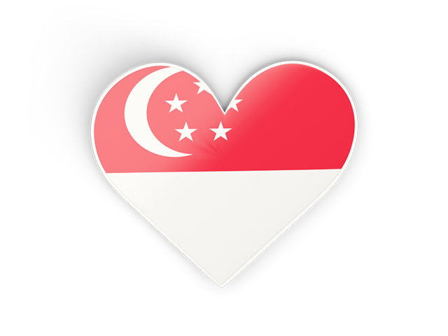 Наклейка в форме сердца. Скачать флаг. Сингапур