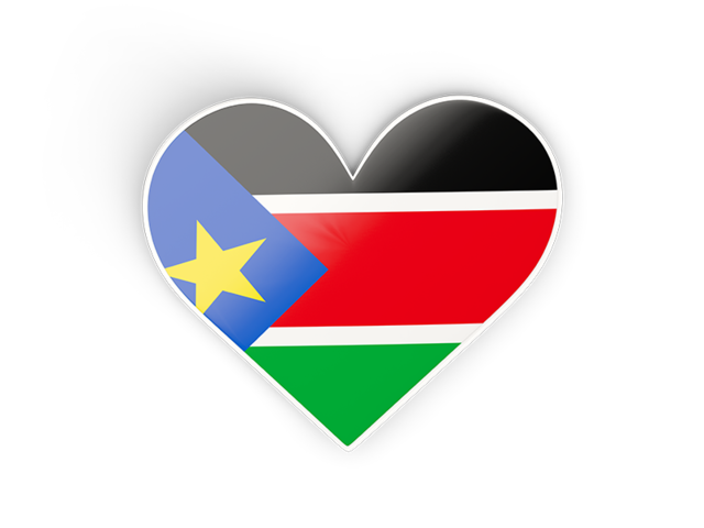 Наклейка в форме сердца. Скачать флаг. Южный Судан