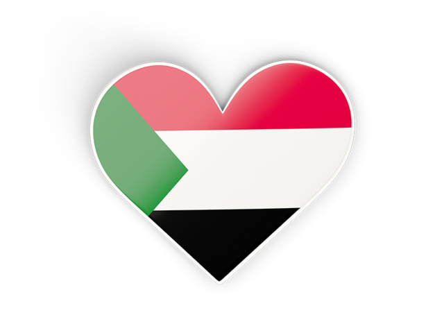 Наклейка в форме сердца. Скачать флаг. Судан