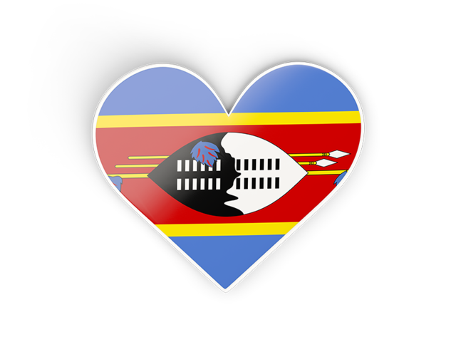 Наклейка в форме сердца. Скачать флаг. Свазиленд