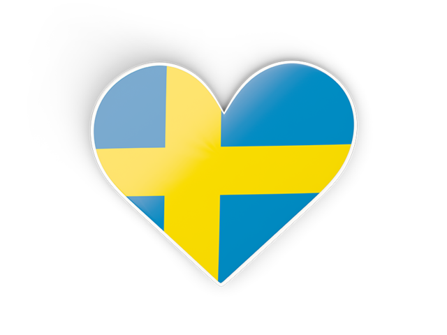 Наклейка в форме сердца. Скачать флаг. Швеция