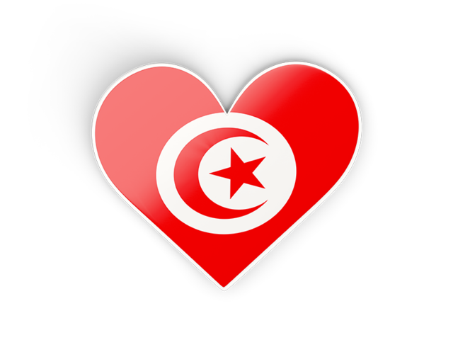 Наклейка в форме сердца. Скачать флаг. Тунис