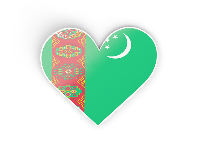 Heart sticker. Download flag icon of Turkmenistan at PNG format