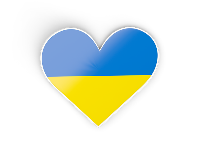 Наклейка в форме сердца. Скачать флаг. Украина
