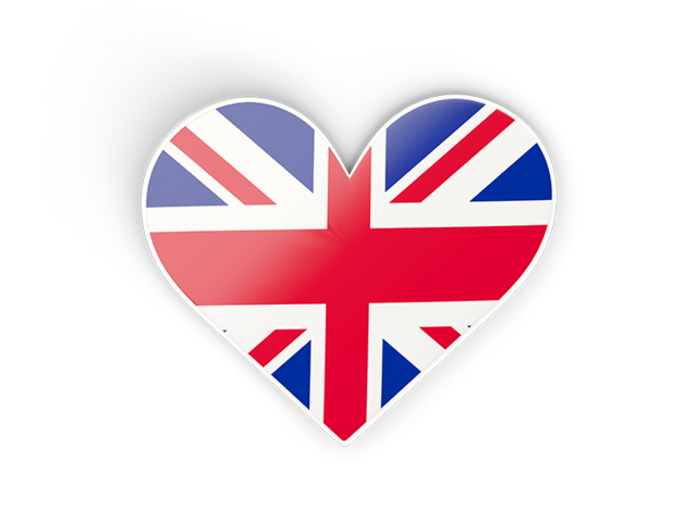 Наклейка в форме сердца. Скачать флаг. Великобритания