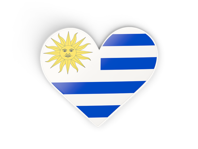 Наклейка в форме сердца. Скачать флаг. Уругвай
