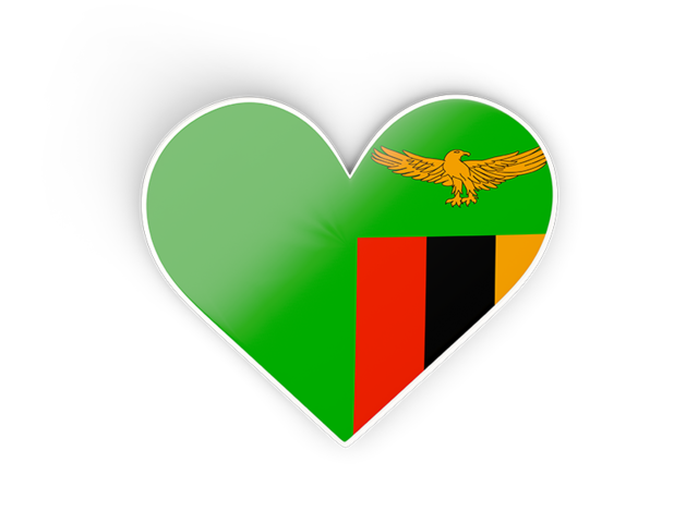 Наклейка в форме сердца. Скачать флаг. Замбия
