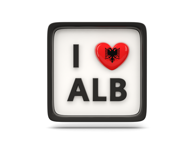 Heart with ISO code. Download flag icon of Albania at PNG format