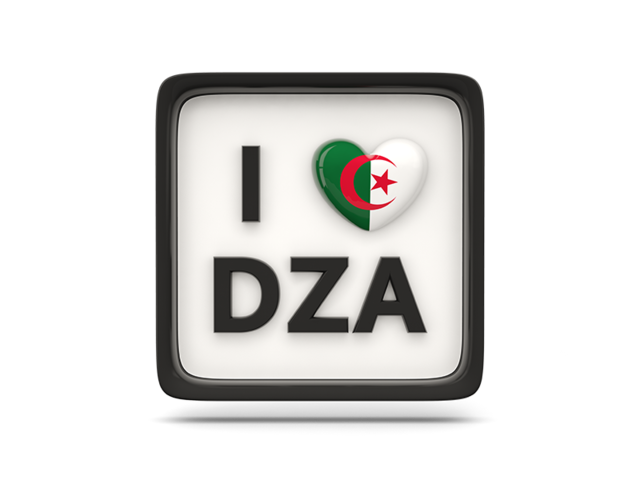 Heart with ISO code. Download flag icon of Algeria at PNG format