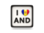 Andorra. Heart with ISO code. Download icon.