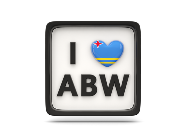 Heart with ISO code. Download flag icon of Aruba at PNG format