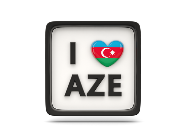 Heart with ISO code. Download flag icon of Azerbaijan at PNG format