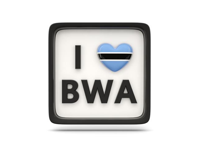 Heart with ISO code. Download flag icon of Botswana at PNG format