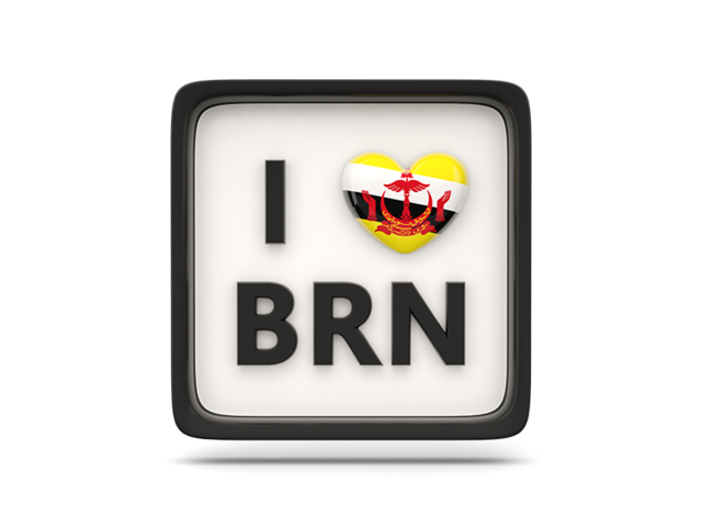 Heart with ISO code. Download flag icon of Brunei at PNG format