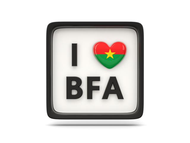 Heart with ISO code. Download flag icon of Burkina Faso at PNG format