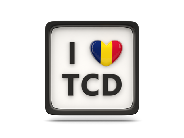 Heart with ISO code. Download flag icon of Chad at PNG format
