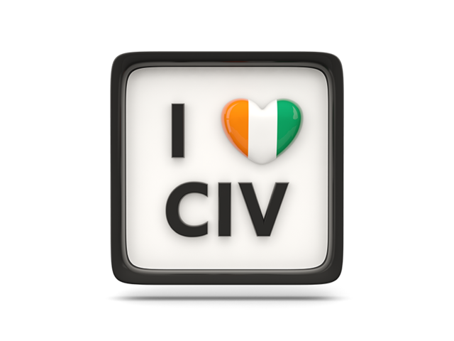 Heart with ISO code. Download flag icon of Cote d'Ivoire at PNG format