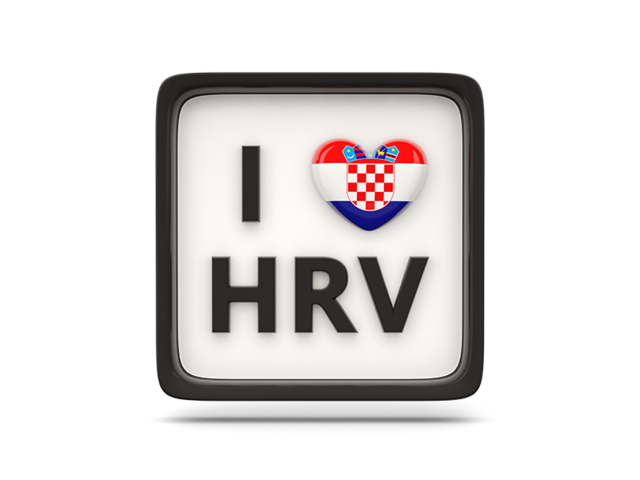 Heart with ISO code. Download flag icon of Croatia at PNG format