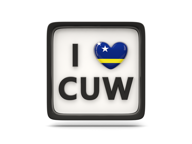 Heart with ISO code. Download flag icon of Curacao at PNG format