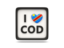 Democratic Republic of the Congo. Heart with ISO code. Download icon.