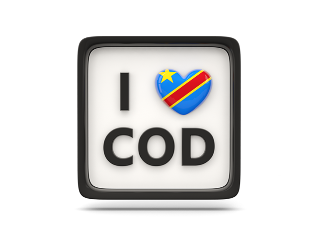 Сердце с кодом ISO. Скачать флаг. Демократическая Республика Конго