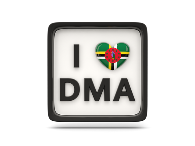 Heart with ISO code. Download flag icon of Dominica at PNG format