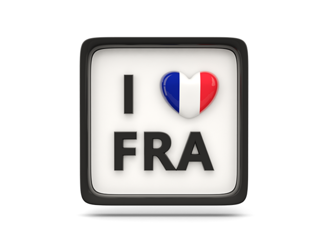 Heart with ISO code. Download flag icon of France at PNG format