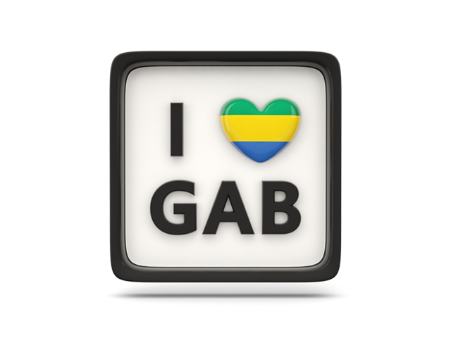 Heart with ISO code. Download flag icon of Gabon at PNG format