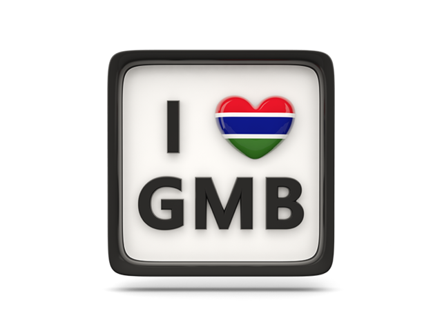 Heart with ISO code. Download flag icon of Gambia at PNG format