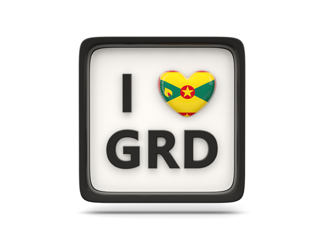 Heart with ISO code. Download flag icon of Grenada at PNG format