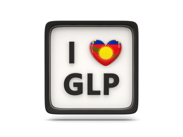 Heart with ISO code. Download flag icon of Guadeloupe at PNG format