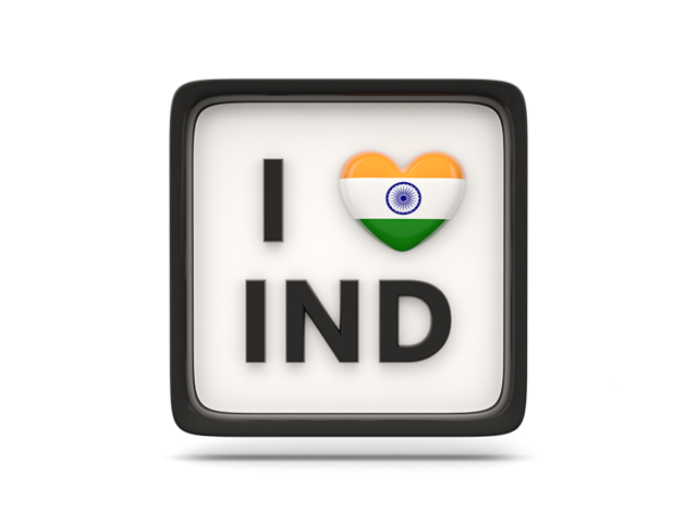 Heart with ISO code. Download flag icon of India at PNG format
