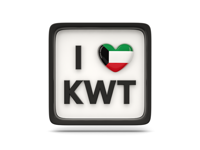 Heart with ISO code. Download flag icon of Kuwait at PNG format
