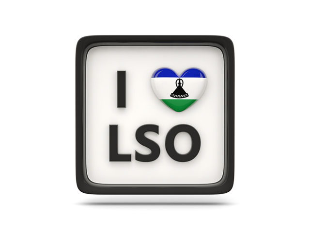 Heart with ISO code. Download flag icon of Lesotho at PNG format