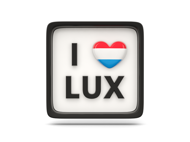 Heart with ISO code. Download flag icon of Luxembourg at PNG format