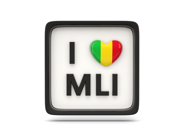 Heart with ISO code. Download flag icon of Mali at PNG format