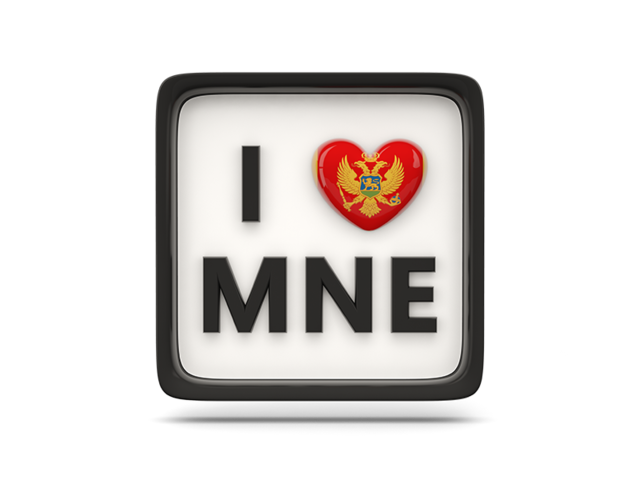 Heart with ISO code. Download flag icon of Montenegro at PNG format