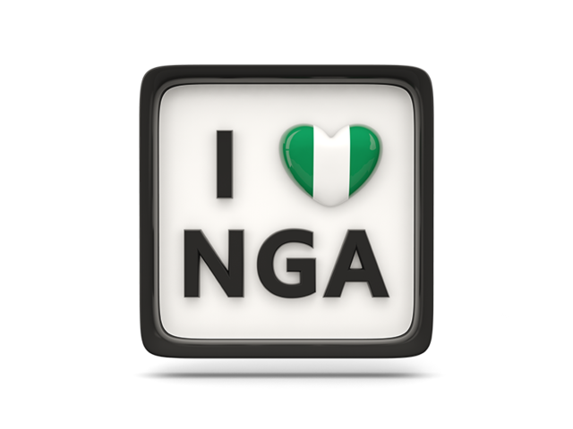 Heart with ISO code. Download flag icon of Nigeria at PNG format