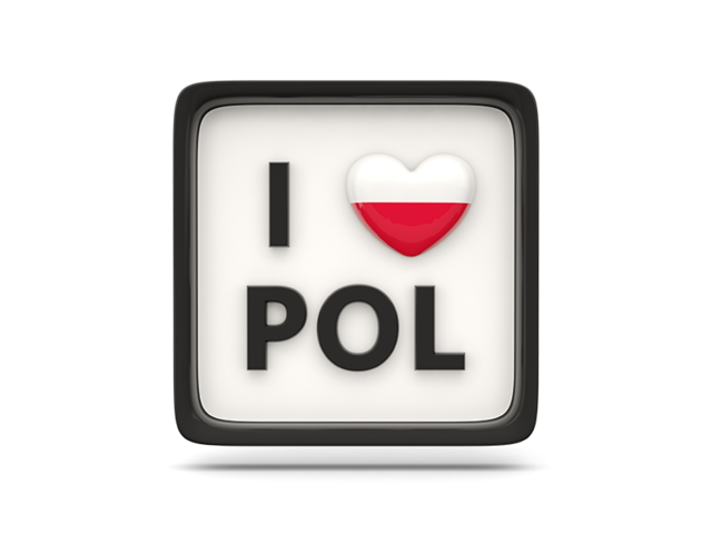 Heart with ISO code. Download flag icon of Poland at PNG format
