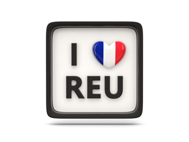 Heart with ISO code. Download flag icon of Reunion at PNG format