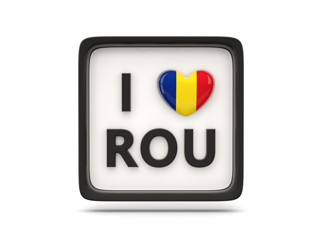 Heart with ISO code. Download flag icon of Romania at PNG format