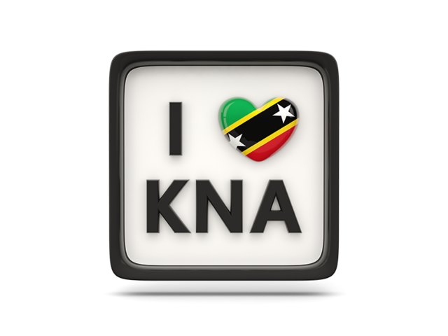 Heart with ISO code. Download flag icon of Saint Kitts and Nevis at PNG format