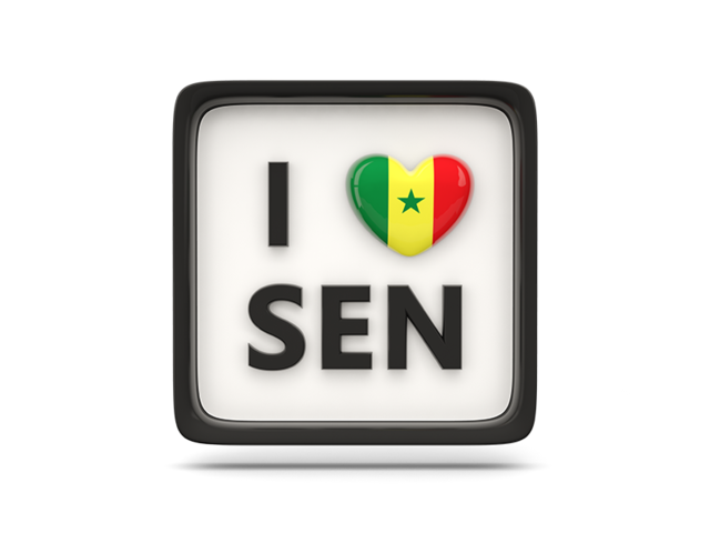 Сердце с кодом ISO. Скачать флаг. Сенегал