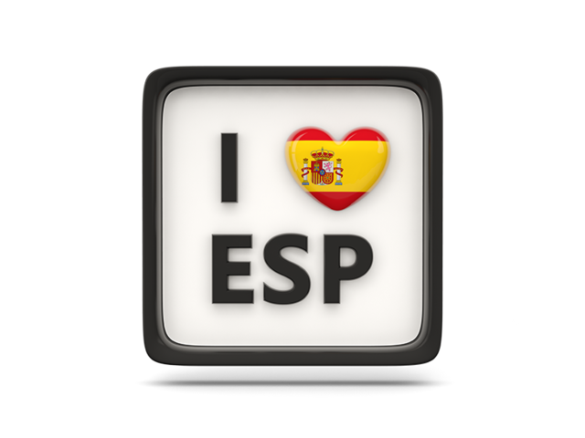 Heart with ISO code. Download flag icon of Spain at PNG format