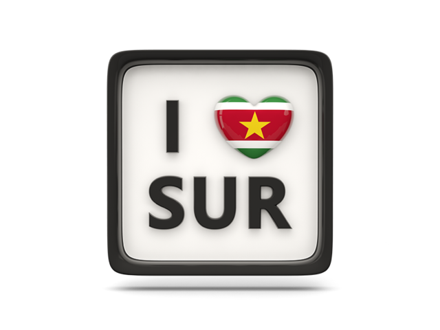 Heart with ISO code. Download flag icon of Suriname at PNG format