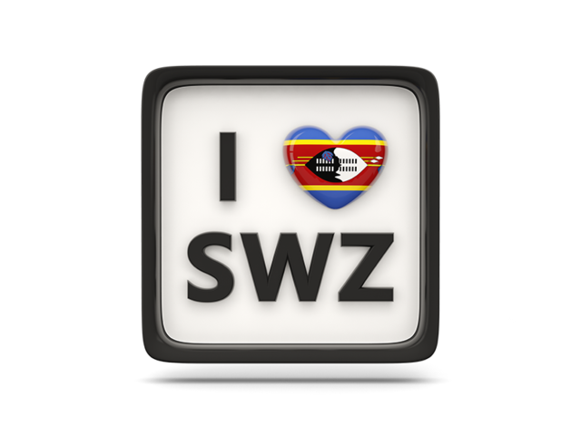 Heart with ISO code. Download flag icon of Swaziland at PNG format